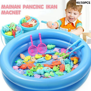 FUNToy 40/50PCS Mainan Pancing Ikan Anak-Anak Magnet Set Kolam Ikan