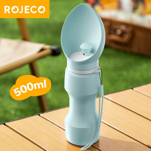 ROJECO Pet Outdoor Walking Drinking Bottle 500ML Portable Foldable Water Bottle Water Outdoor Feeder Cup For Dog Cat