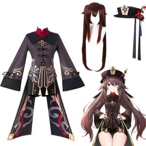 Hutao Costume Game Genshin Impact Hutao Figure Cosplay Wig Hat Coat Accessories Props Masquerade Halloween Set Womans Gift