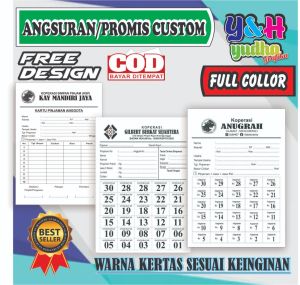 Angsuran custom ( isi 100 lembar ) Promise Koperasi Simpan Pinjam Promise Angsuran Y&H Yudha Grafika