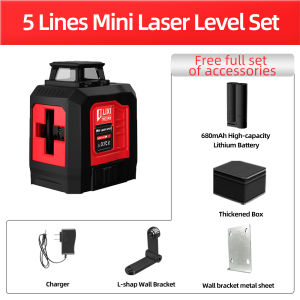 OULIXI 5 / 2 Lines Laser Level Ultra Mini Laser Level Self-Levelling Green Laser Horizontal Vertical Cross Line Mini Laser Level with Rechargeable Lithium Battery/Shockproof & Drop-proof Cloth Box/L-shap Wall Bracket/Wall Bracket Metal Sheet
