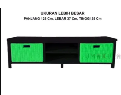 Redy Stok Lemari Rotan Sintetis Laci 2 DVD Meja Tv Rak Buku Susun