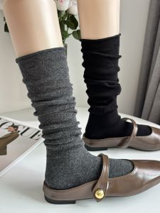 พรางหุ่น ถุงเท้าทรงสูง ผู้หญิง ผ้าฝ้าย Blend สีขาว สไตล์บางขี้เกียจไม่มีกระดูกเปิดขึ้นขอบถุงเท้าบ้านสบาย ฤดูใบไม้ผลิ ฤดูร้อน