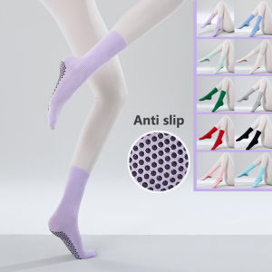 Solid color yoga Pilates aerobics socks non slip Women Mid Tube cotton Sports socks Zumba Indoor exercises fitness Floor Socks