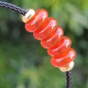 Q674 Vòng cáp ngũ điếu Ngọc Agate Đỏ điếu to mập Hỏa và Thổ - Phong Thuỷ TUDO P