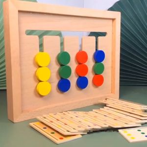 Wooden toy Four color game (Pattern copying) problem solving and critical thinking educational toy