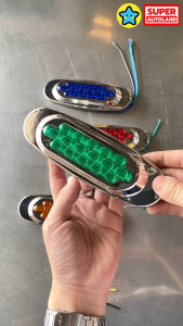 1ดวง ไฟประดับ LED JAZZ 2 (24V) ไฟหรี่/ไฟข้าง กรอบโครเมียม ฐานพลาสติกชุบโครเมียม ขนาด 16x5 ซม. สำหรับรถบรรทุก (มีหลายสี)