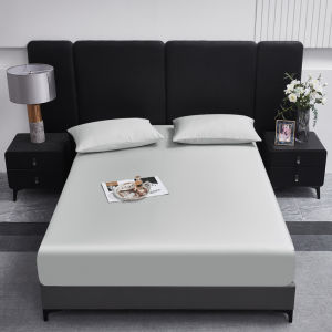 1pc Light Grey Silky Breathable Fitted Sheet Lyocell Mattress Cover With 360 Band 150*200 Hot Sleeper Bed Linens Drop Shipping