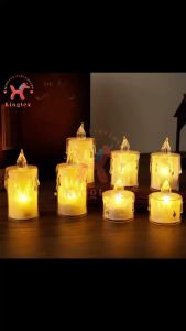 Crystal candle LED battery operated candle electronic transparent flameless altar light holder wedding party decoration