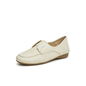 Retro Flat Bottom Womens Loafers British Style Fashion Single Shoes Comfortable Casual round Toe Rubber Outsole Leather