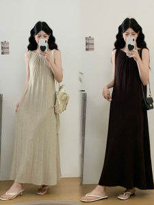 Fall 2025 plus Size Womens Sleeveless Long Dress Vest Versatile Base Layer Dress Slimming Effect French Style Knitted Skirt