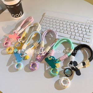 Grass-Planting Ins Cute Phone Case Short Wrist Strap Women Purple XINGX Swimming Ring Lanyard Durable and Strong Knitted Belt Lanyard Student Girl Backpack Lanyard Pendant with Clip Mobile Phone Strap