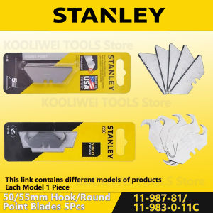 STANLEY 11-987-81/11-983-0-11C Utility Knife Refill Blades 5Pcs 50/55mm Hook/Round Point Blade for Paper Cutting & Laminating