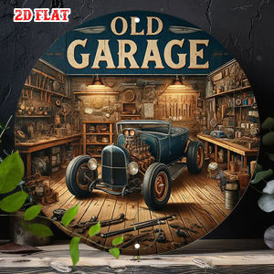 2D Metal Sign Round Aluminum 7.8x7.8 Inch Vintage Tin Plate Retro Garage Wall Decor for Home Cafe Restaurant Workshop