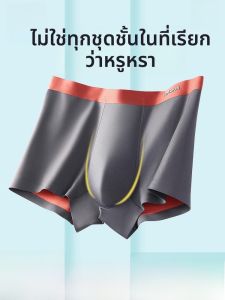 MiiOW | กางเกงบ็อกเซอร์ชายทรงสี่เหลี่ยมสุดหรูหรา ผ้าโมดอล ผ้าไหมน้ำแข็ง ไร้รอยตะเข็บ กางเกงขาสั้นทรงบ็อกเซอร์แบบสองด้าน ป้องกันแบคทีเรีย สำหรับผู้ชาย