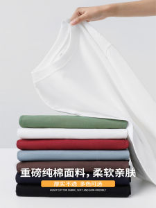 เสื้อยืดคอกลมแขนยาวทรงหลวมสำหรับผู้ชาย ผ้าฝ้ายแท้ สีขาว ฤดูใบไม้ร่วง ฤดูใบไม้ผลิ เสื้อชั้นใน เสื้อตัวบน เสื้อผ้าทำงาน