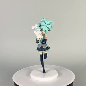 Bandai | 21CM Hatsune Miku X Cinnamoroll Raccoon Demon Kuromi Kawaii Anime Peripheral Figure PVC Action Figure Model Doll Toy Gift