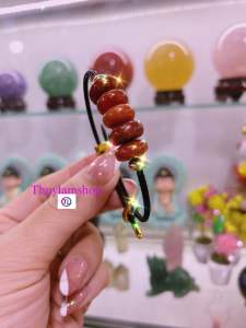 Vòng tay đồng điếu ngũ phúc đá ngọc cẩm thạch huyết may mắn tài lộc mệnh Hoả-Thổ