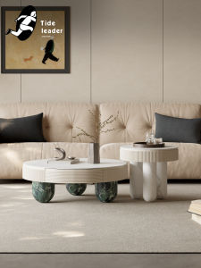 Tide leader | Cream Style Porcelain Slate Round Coffee Table