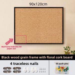 brandland | Black Floral Pattern Bulletin Board Soft Corkboard for Home Decor and Office Notice Board