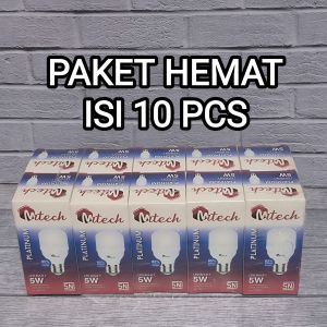 ( PAKET ISI 10 PCS ) MITECH PLATINUM T BULB BOHLAM LAMPU LED CAPSULE 5W 5 WATT CAHAYA PUTIH BERGARANSI