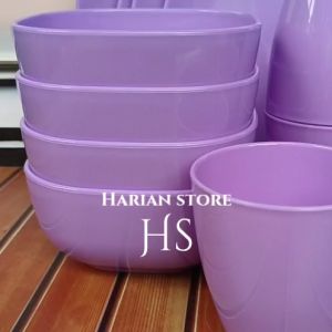 SET MELAMIN LILAK SERIES ISI CAMPUR 6  PCS 2 PIRING 2 MANGKUK 2 CANGKIR