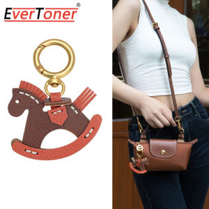 EverToner Genuine Leather Bag Charm Rocking Horse Pendant For Longchamp Bag Hanging Ornament Keychain Decoration DIY Bag Accessories