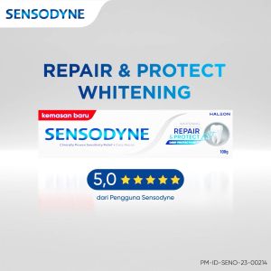 Sensodyne Toothpaste Pasta Gigi Sensitif Repair & Protect Memperbaiki Secara Menyeluruh + Gigi Putih Alami Whitening 3x100gr [TRIPLEPACK]