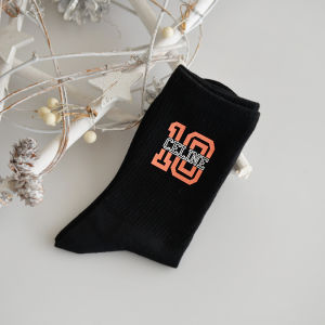 YHJ Parka สไตล์ถุงเท้าเข่าสําหรับผู้หญิงตัวอักษร/ตัวเลขพิมพ์ผ้าฝ้าย Heattech Mid-Season อุปกรณ์เสริมแฟชั่น