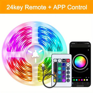 USB 5050 RGB LED Strip Bluetooth & Remote Control 24 Modes Music Sync Millions Gradient Colors Dimmable Bedroom Festival Decor
