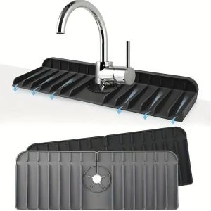 Silicone Faucet Mat Dish Soap Sponge Holder Sink Kitchen Countertop Drying Mat Bathroom Kitchen Sink Splash Guard Drain Pad