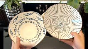 Simple ญี่ปุ่น Lamian ชามขนาดใหญ่ชามบะหมี่กึ่งสำเร็จรูปชามเครื่องใช้บนโต๊ะอาหาร Lamian ก๋วยเตี๋ยวชามพอร์ซเลน Commercial หมวกไม้ไผ่ชามซุป 8 นิ้ว