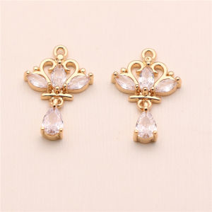 Color Retention KC Gold Micro-Set Zirconia Pendant Tear Drop Earring Jewelry DIY Material Alloy Hollow out Design Fashionable