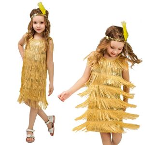 WUYIMEI | Vintage Fringe Dress Performance Costume with Feathers