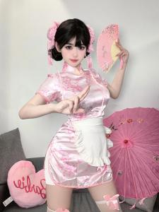 New Chinese Style Cheongsam Dress Halloween Christmas Cosplay Uniform Soft Girl Maid Skirt Short Cheongsam Daily Wear