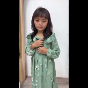 Gamis Crinkle Lady Crush Bunga Bordir Gamis Anak Perempuan 3-8 Tahun