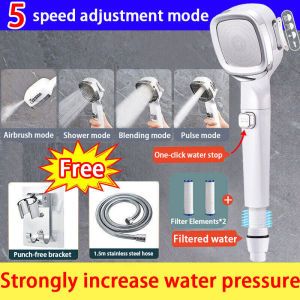Water pressure rises 1000% High Pressure Shower Head filter Enjoy drinking-grade water quality Water Filtration shower head Set  Suitable for everyone 滤水花洒喷头 5 water flow modes rain shower head Does not irritate the skin One-click water stop