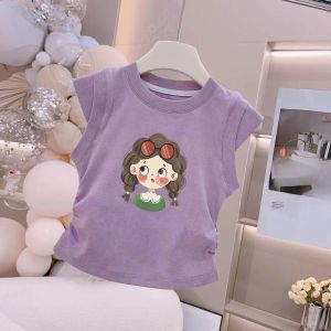 Girls Cartoon Printed Sleeveless Vest T-Shirt Fashionable Summer New Arrival Childrens Versatile Top Trendy Clothes for Kids