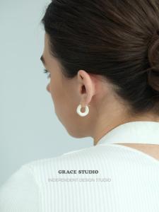 Elegant White Drip Glaze French Style Drop Earrings Stylish Commute Versatile Womens Fine Jewelry Ear Cuffs Fashion Accessories