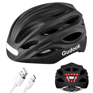 Bike Helmet Adult Bike Helmets for Men/Women:  USB Rechargeable LED Front and Rear Lights for Cycling Urban Commuter Skateboard