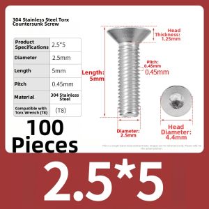 BAIRUITE | Sinking Head Internal Star 304 Stainless Steel Anti-theft Screw