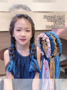 NING ZHOU | Floral Bow Sashes Plaited Headband Blue