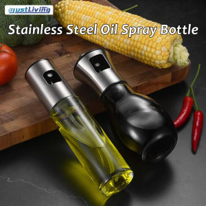 JustLiving 304 Stainless Steel Oil Spray Bottle Pressurized Spray Glass Oil Spray Pot Kitchen Olive Edible Oil Dispenser Spray Bottle Oil Barbecue Oil Spray Bottle for Restaurant