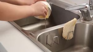 Sink Sponge Holder - Stainless Steel Rust Sink Sponges Holder Self Adhesive Drain Drying Rack