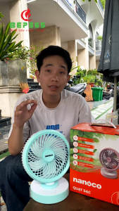 Quạt sạc điện 4 cấp độ Nanoco NRF6213G / NRF6213P Pin 3600mAh - HCM