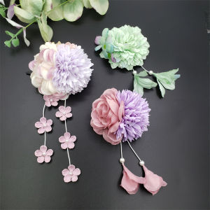 Traditional Chinese Style Hair Clip Tassel Princess Simulation Flower Hanfu by Love Empty National Wind Fabric Side Clip