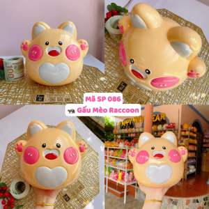(23x18x20cm) 🦝 Gấu Mèo - Mã SP 086 heo đất raccoon dễ thương chất thạch cao tinh nghịch đáng yêu