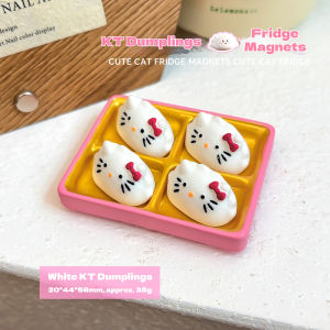 Sanrio | KT Cat Dumpling Fridge Magnets Kitty Miniature JP Anime Kuromi Cartoon Food Simulation Toys Kawaii 3D Home Decoration Gift Resin