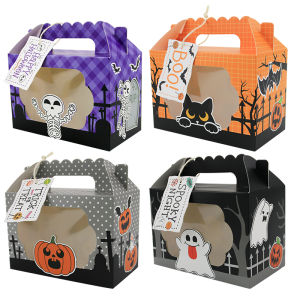 12PCS Halloween Party Trick or Treat Paper Goodie Candy Bags with window 4 design mix
