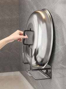 Kitchen Wall-Mounted Stainless Steel Cutting Board Holder No-Drilling Required Pot Lid Rack Storage Organizer for Cooking Utensils